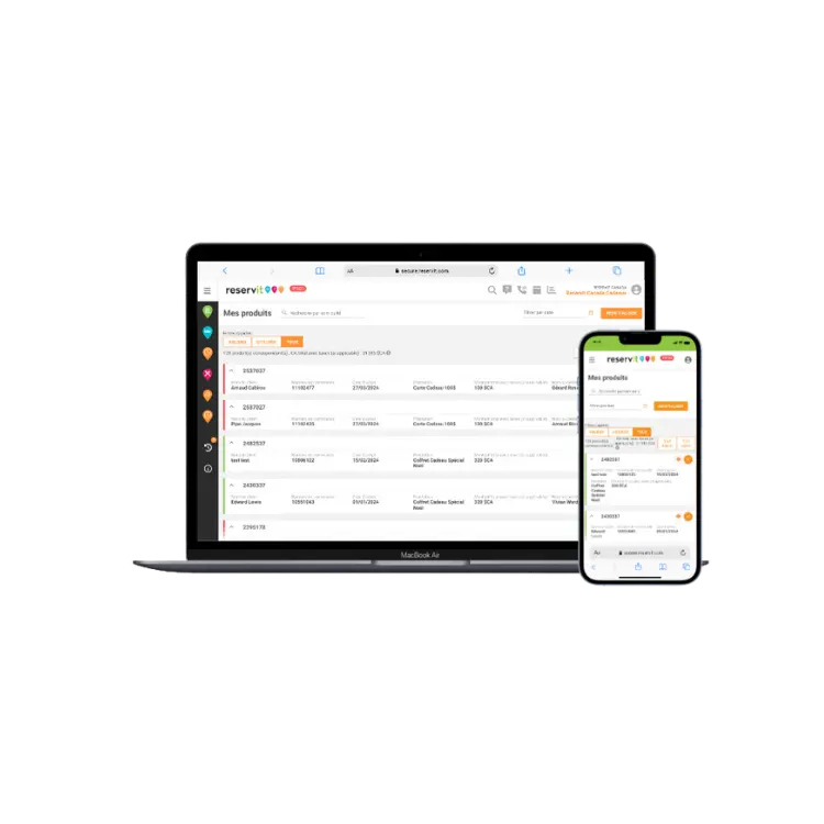 Gift card management screen in the Reservit software