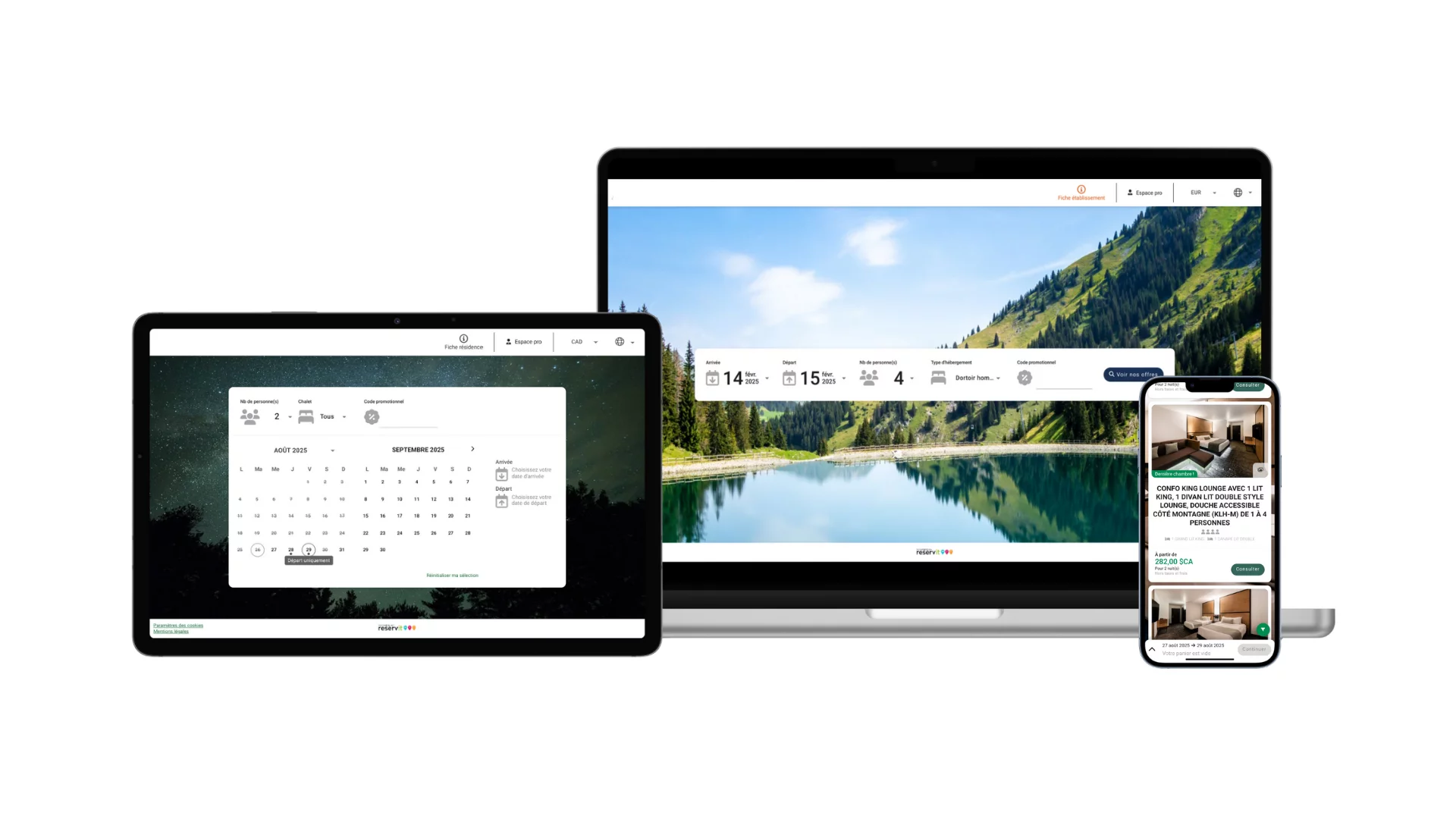 Preview of the Reservit booking engine for a hostel