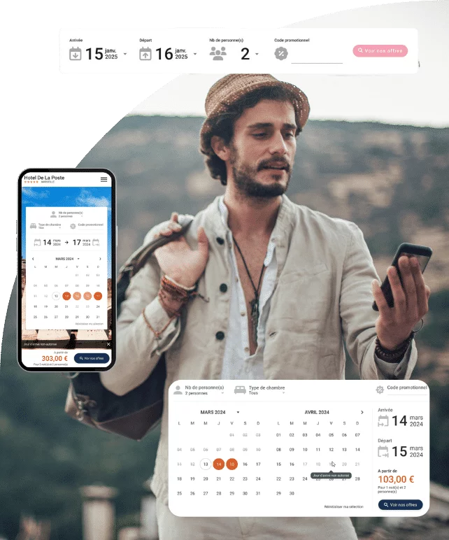 Reservit booking screen: choosing dates, units and rates