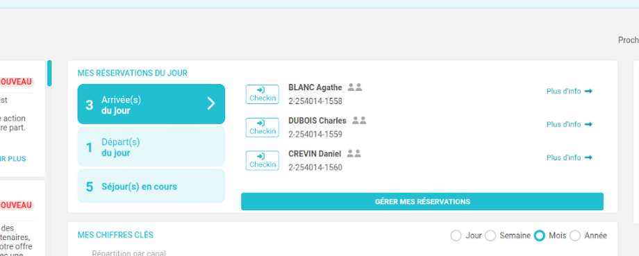 Page accueil check in